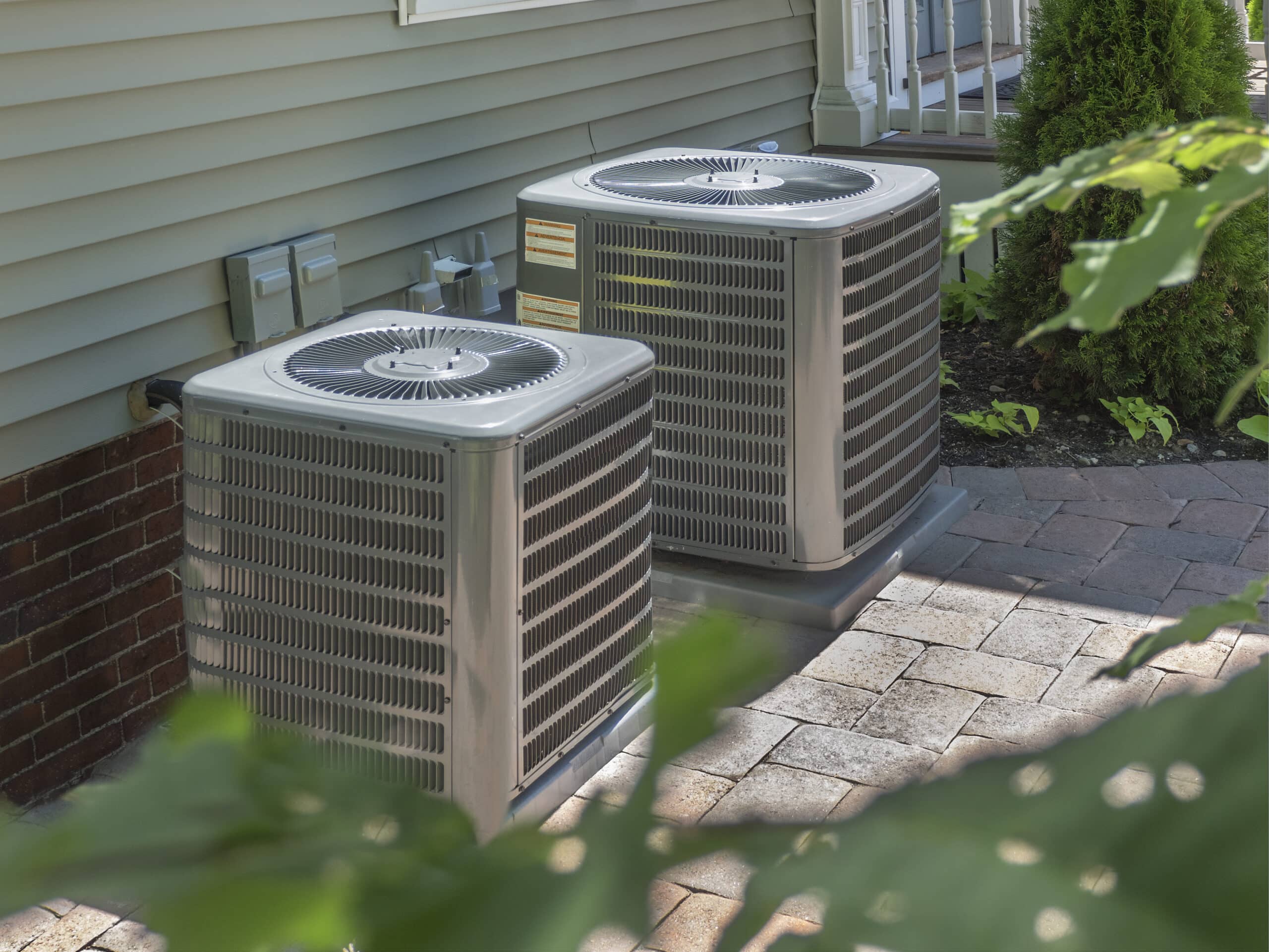 Newly installed AC units outside an Ohio home