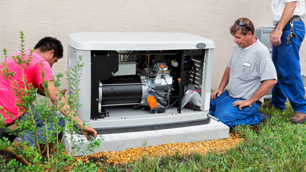 Electrician installing a whole home generator in Cleveland Ohio
